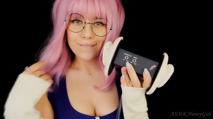 ASMR@HoneyGirl 可爱的舔耳朵，舌头在耳朵里面？