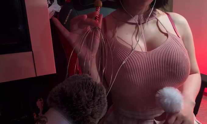清水咏美 ASMR 粉色毛衣刮擦